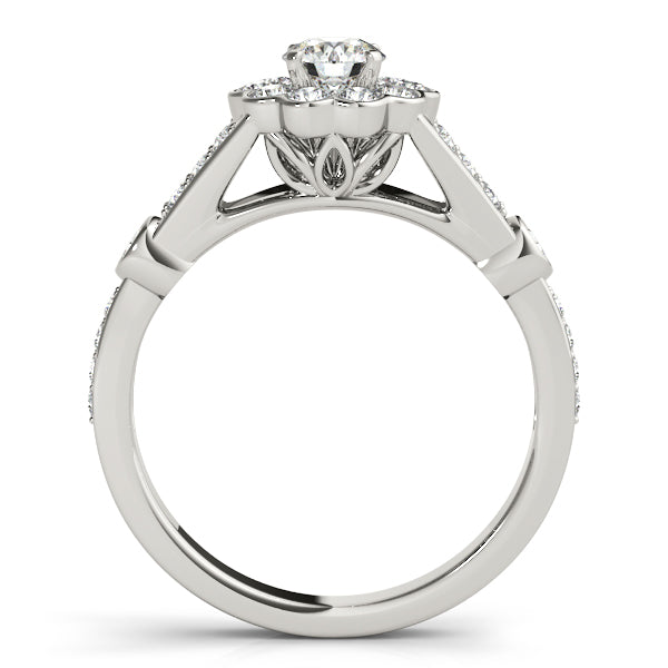 Flower Halo Split Shank Engagement Ring