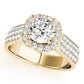 Multirow Pavé Halo Engagement Ring