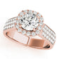 Multirow Pavé Halo Engagement Ring