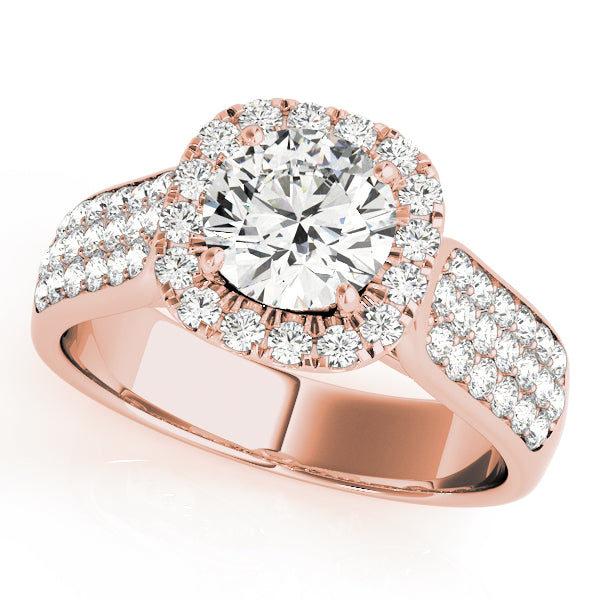 Multirow Pavé Halo Engagement Ring