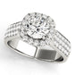 Multirow Pavé Halo Engagement Ring