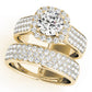 Multirow Pavé Halo Engagement Ring