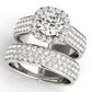 Multirow Pavé Halo Engagement Ring