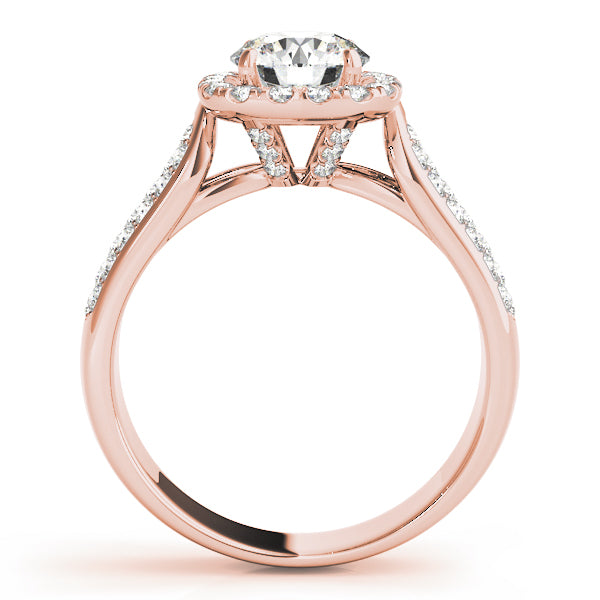 Multirow Pavé Halo Engagement Ring