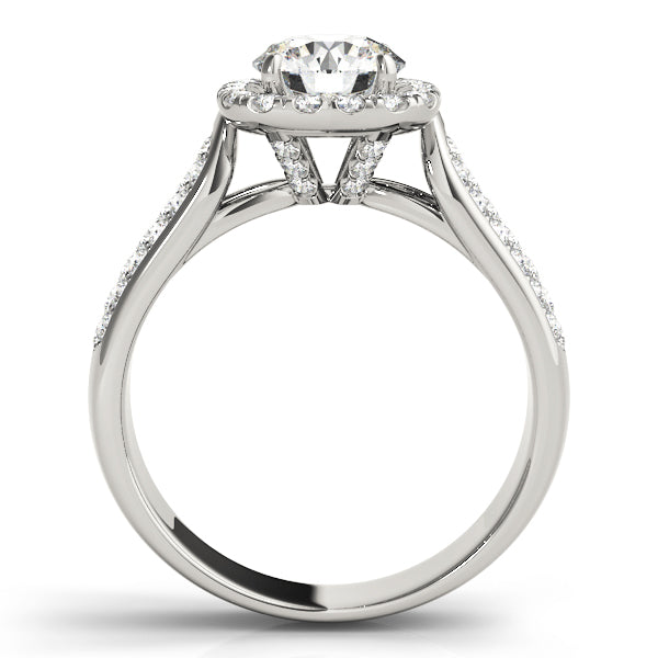 Multirow Pavé Halo Engagement Ring