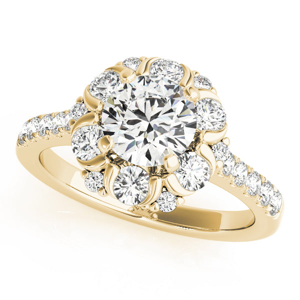 Flower Shape Halo Engagement Ring