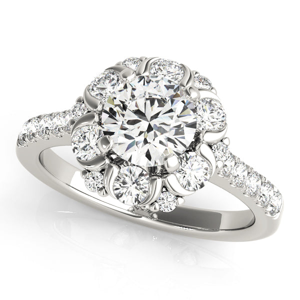 Flower Shape Halo Engagement Ring