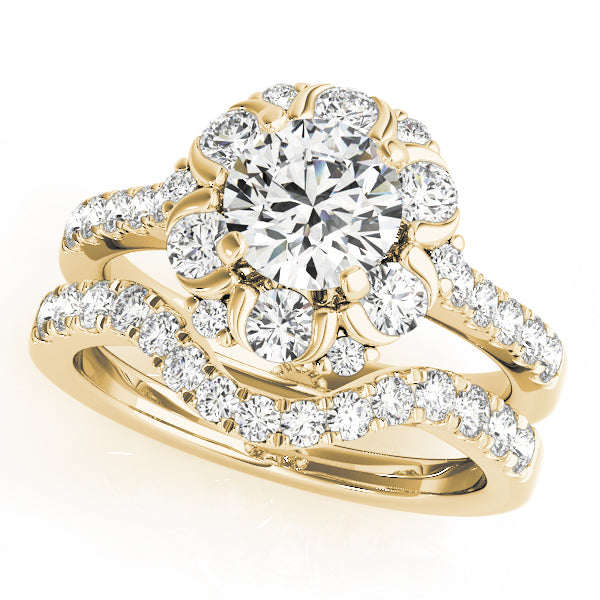 Flower Shape Halo Engagement Ring