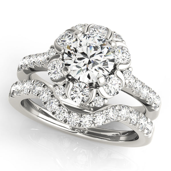 Flower Shape Halo Engagement Ring