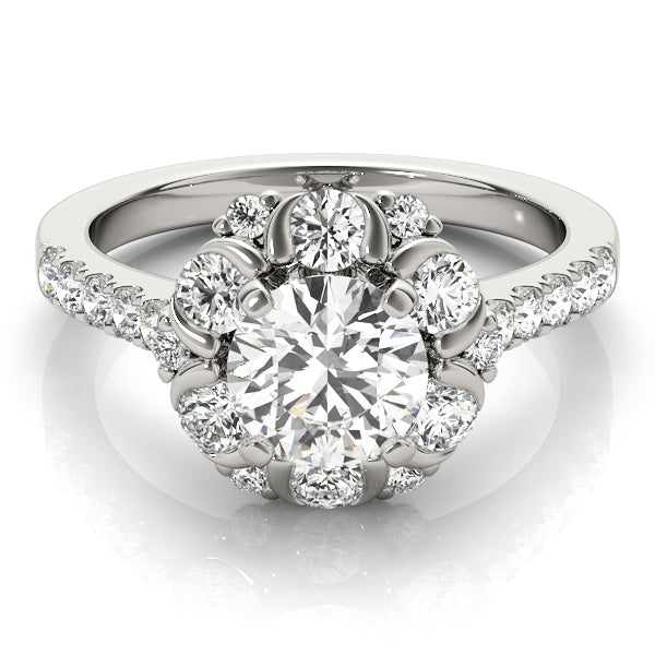 Flower Shape Halo Engagement Ring