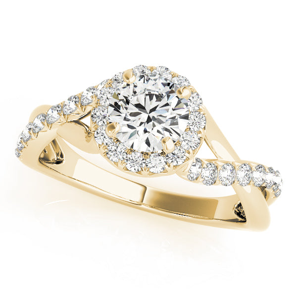 Bypass Twisted Shank Halo Engagement Rings
