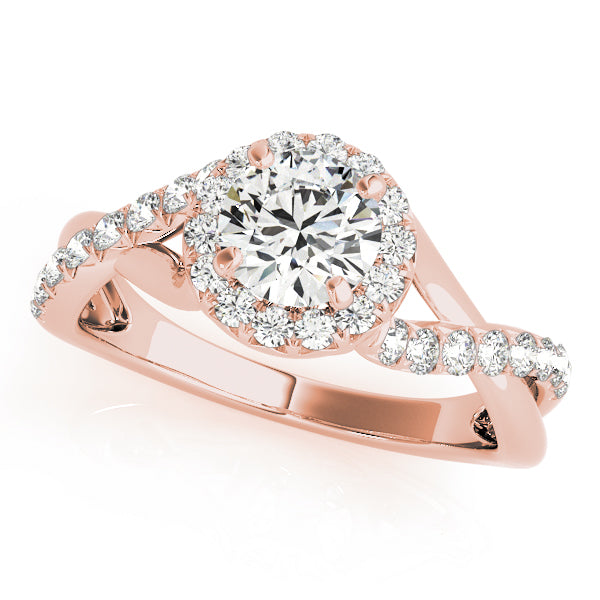 Bypass Twisted Shank Halo Engagement Rings