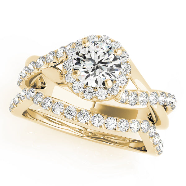Bypass Twisted Shank Halo Engagement Rings