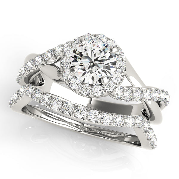 Bypass Twisted Shank Halo Engagement Rings