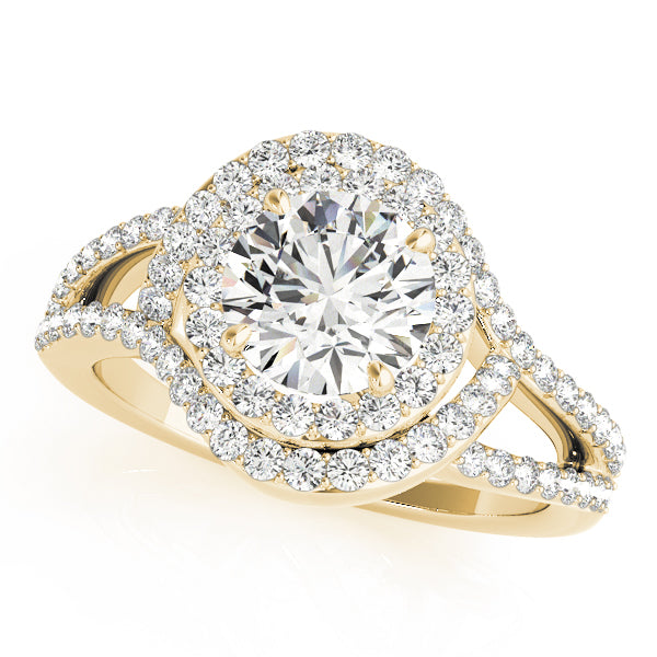 Double Row Split Shank Halo Engagement Ring