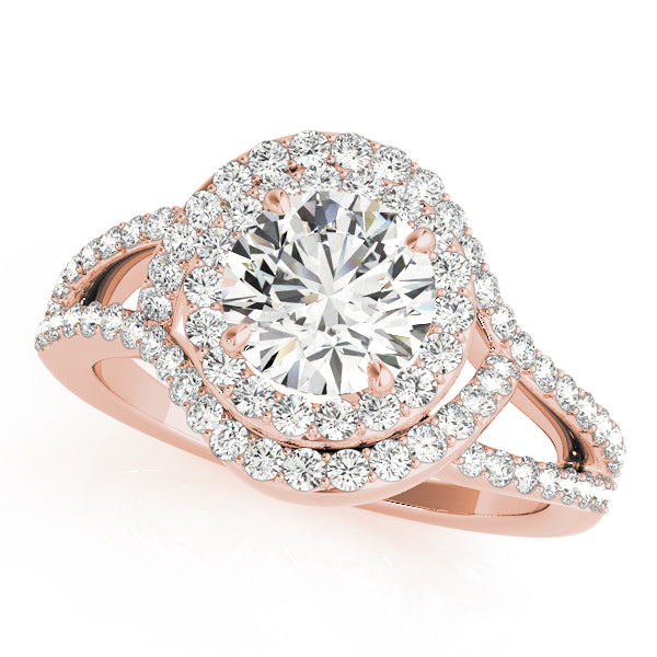 Double Row Split Shank Halo Engagement Ring