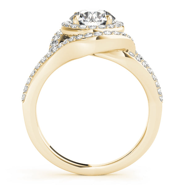 Double Row Split Shank Halo Engagement Ring