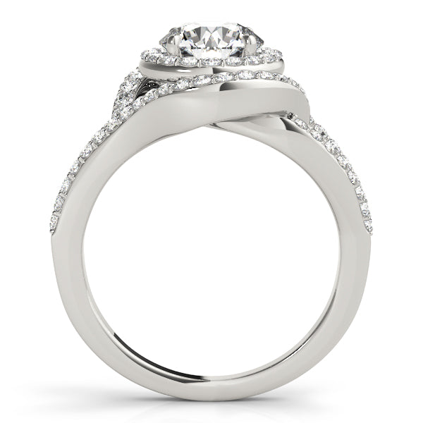 Double Row Split Shank Halo Engagement Ring