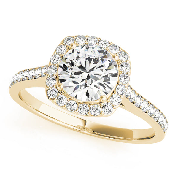 Single Row Halo Engagement Ring