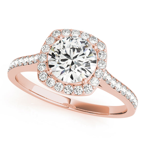 Single Row Halo Engagement Ring