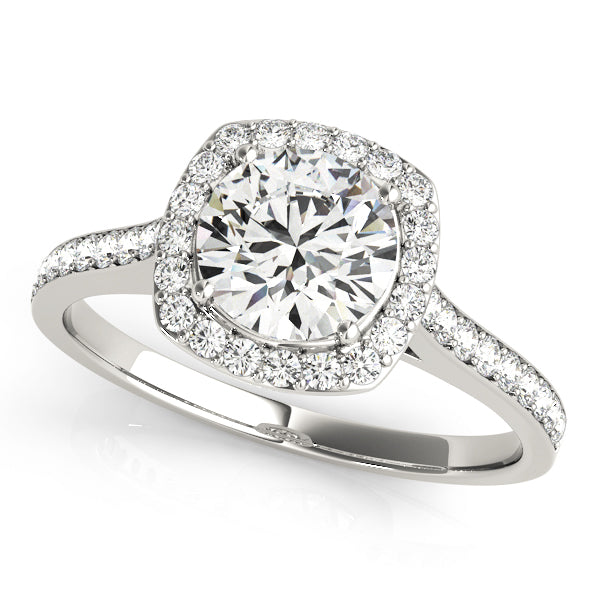Single Row Halo Engagement Ring
