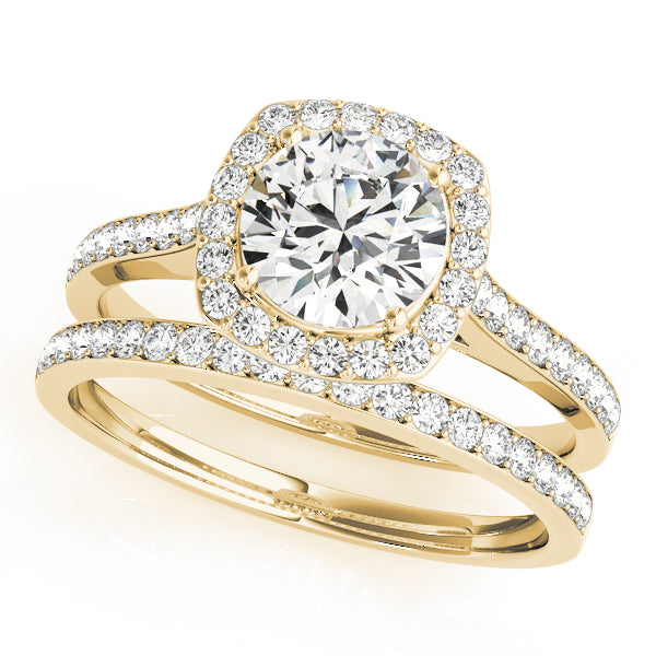 Single Row Halo Engagement Ring