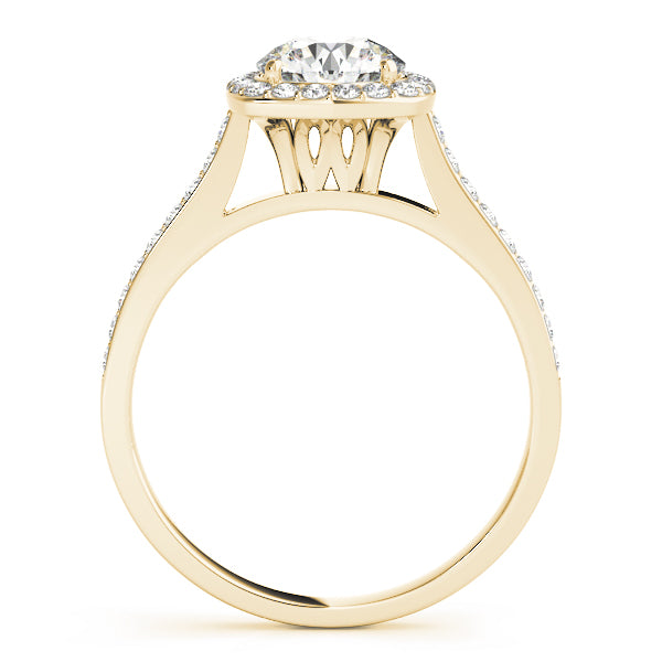 Single Row Halo Engagement Ring