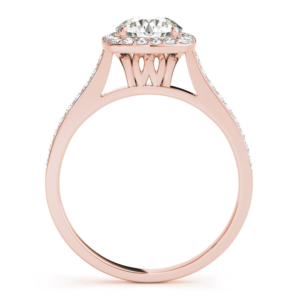 Single Row Halo Engagement Ring