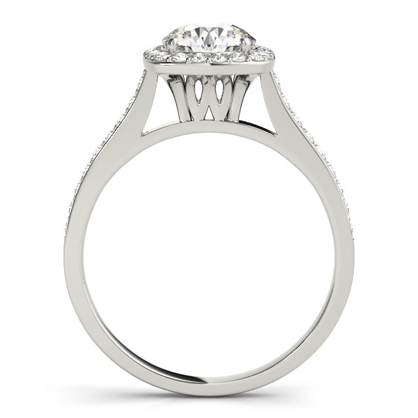 Single Row Halo Engagement Ring