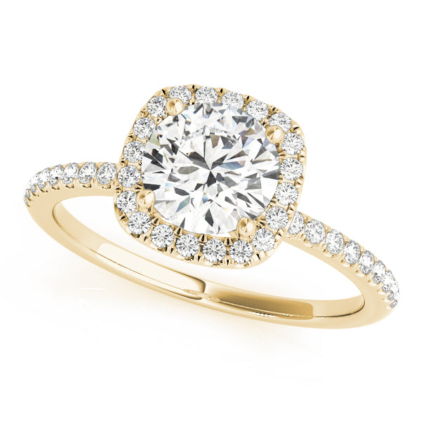 Single Row Prong Set Halo Engagement Ring