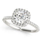 Single Row Prong Set Halo Engagement Ring