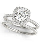 Single Row Prong Set Halo Engagement Ring