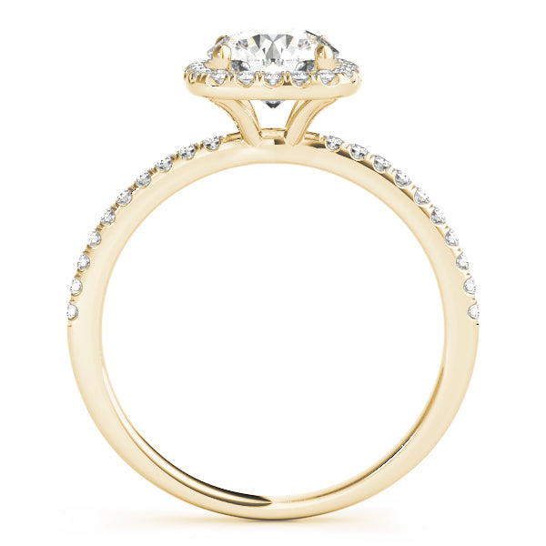 Single Row Prong Set Halo Engagement Ring