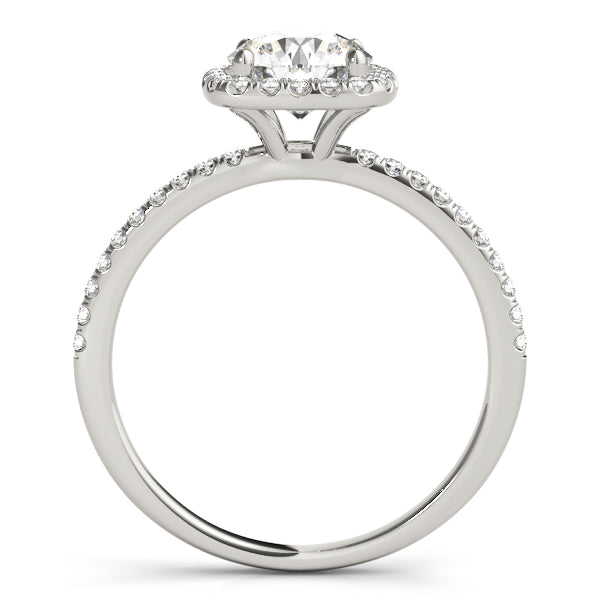 Single Row Prong Set Halo Engagement Ring