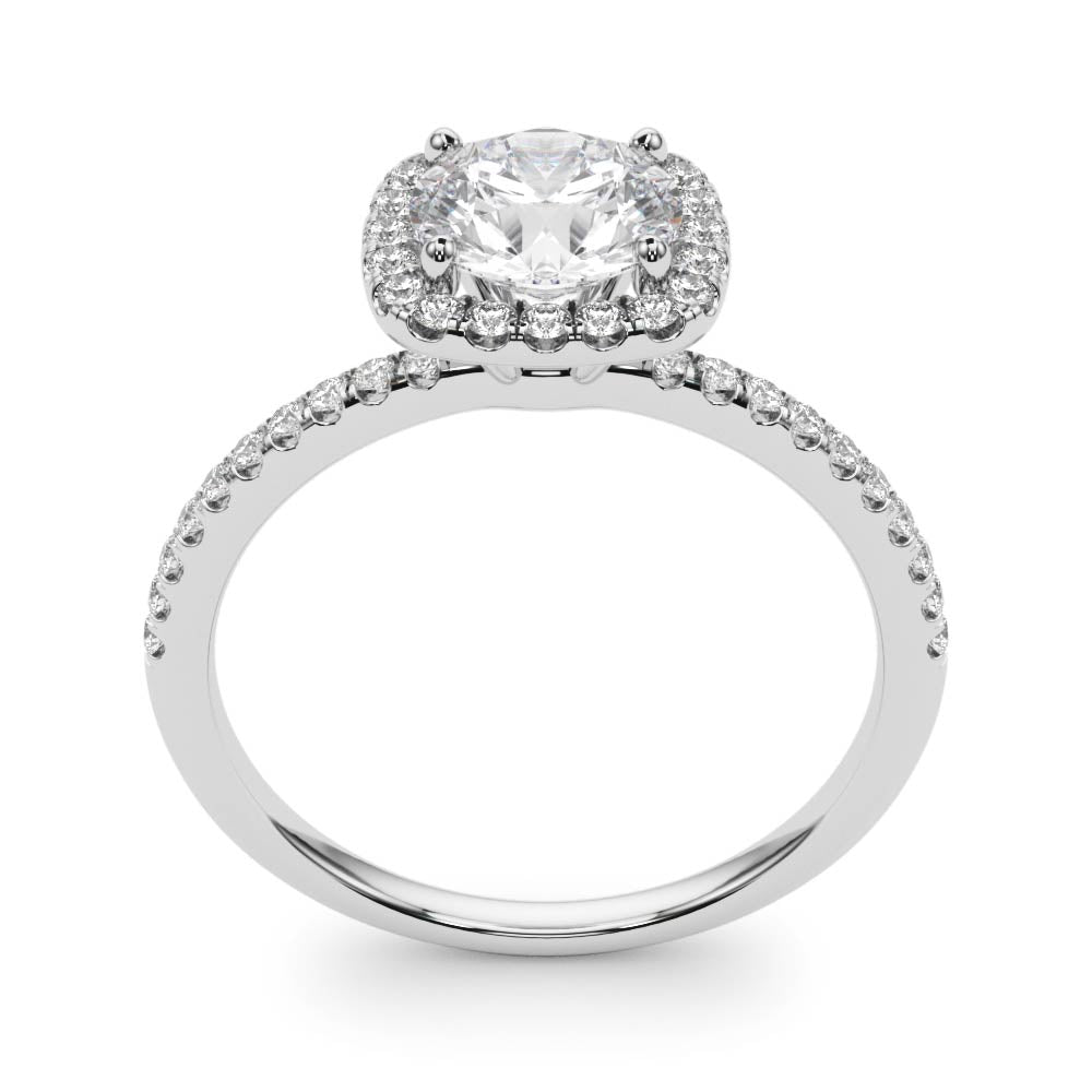Single Row Prong Set Halo Engagement Ring