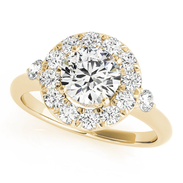 Round Halo Prong Engagement Ring