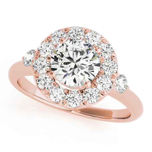 Round Halo Prong Engagement Ring