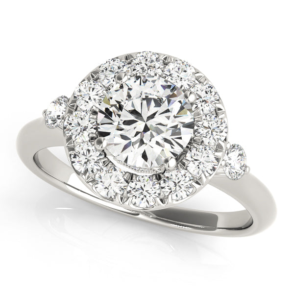 Round Halo Prong Engagement Ring