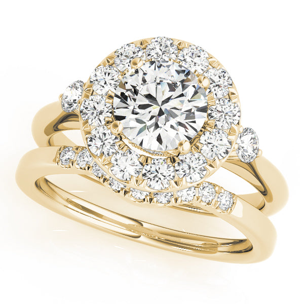Round Halo Prong Engagement Ring