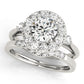 Round Halo Prong Engagement Ring