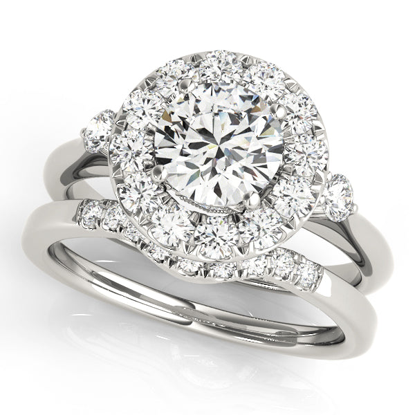 Round Halo Prong Engagement Ring