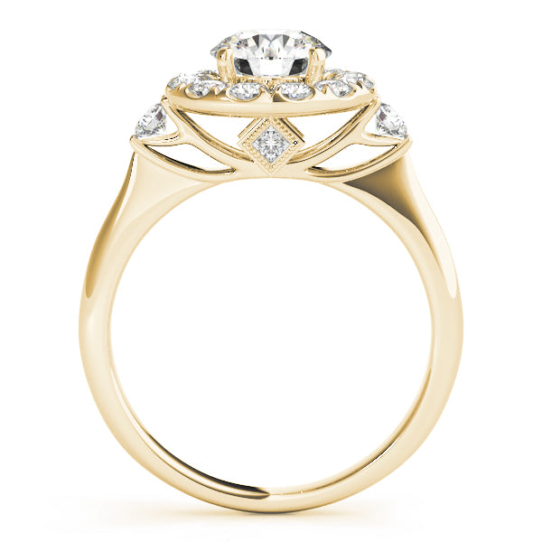 Round Halo Prong Engagement Ring