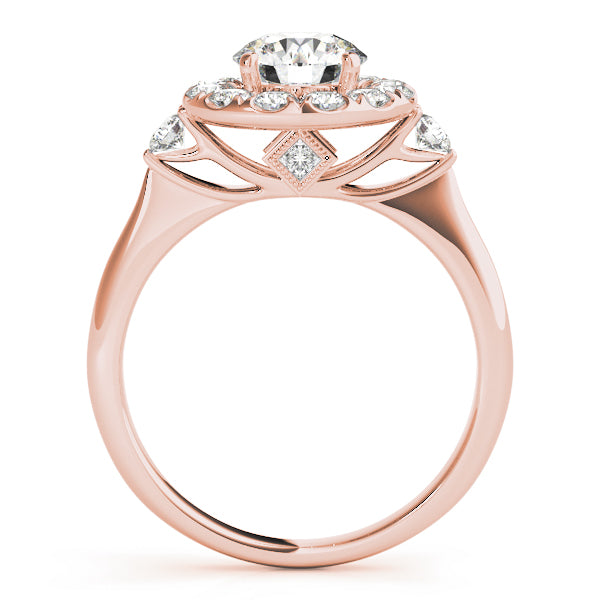 Round Halo Prong Engagement Ring