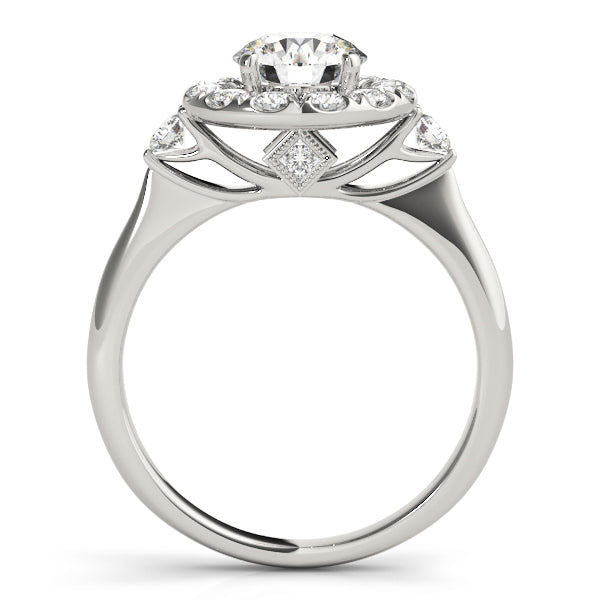 Round Halo Prong Engagement Ring