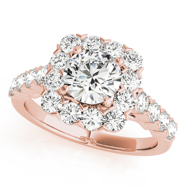 Single Row Halo Engagement Rings