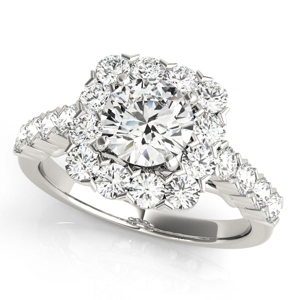 Single Row Halo Engagement Rings