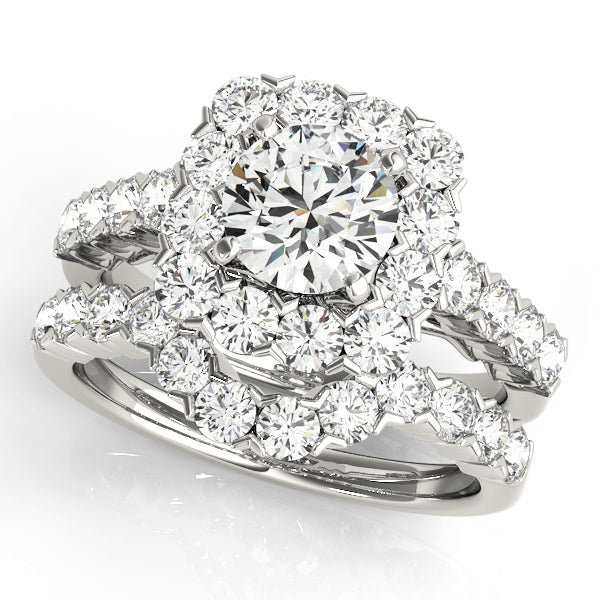 Single Row Halo Engagement Rings