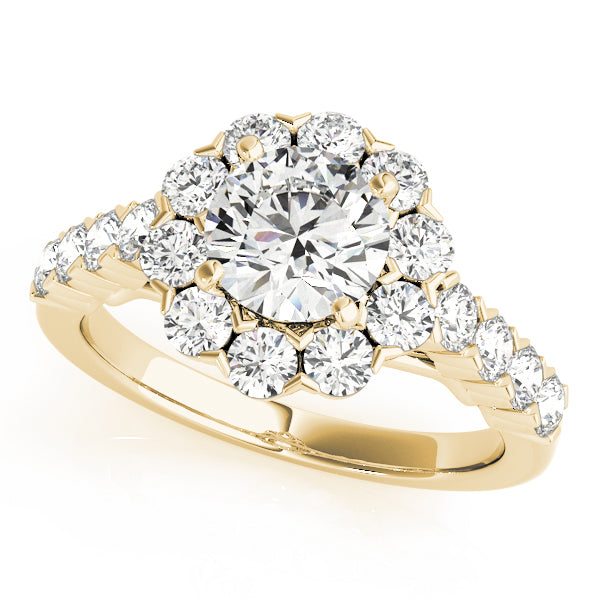 Single Row XO Cut Halo Engagement Ring