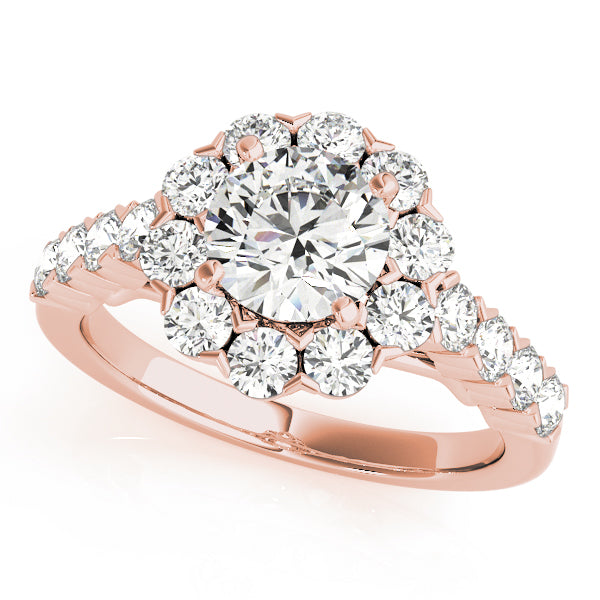 Single Row XO Cut Halo Engagement Ring