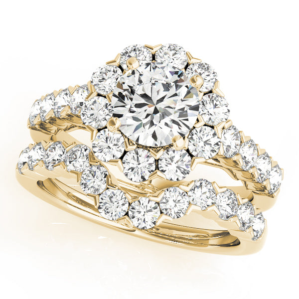 Single Row XO Cut Halo Engagement Ring
